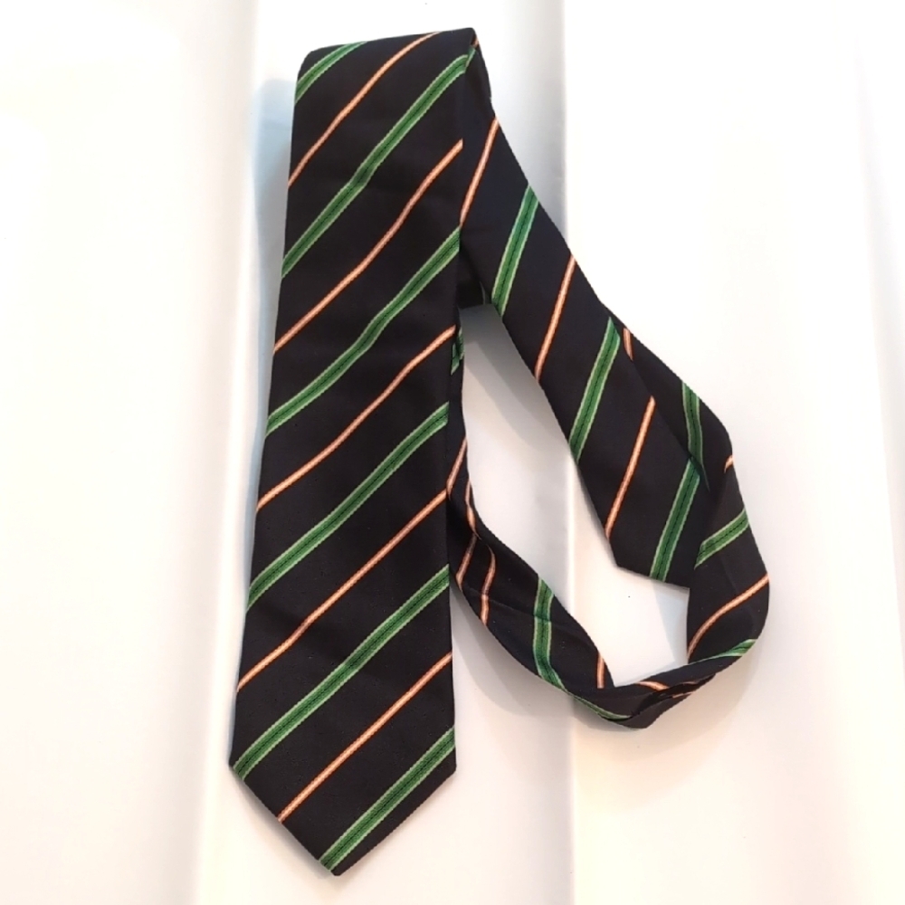 Prada Silk Striped Black,Green, and Orange Men's Tie